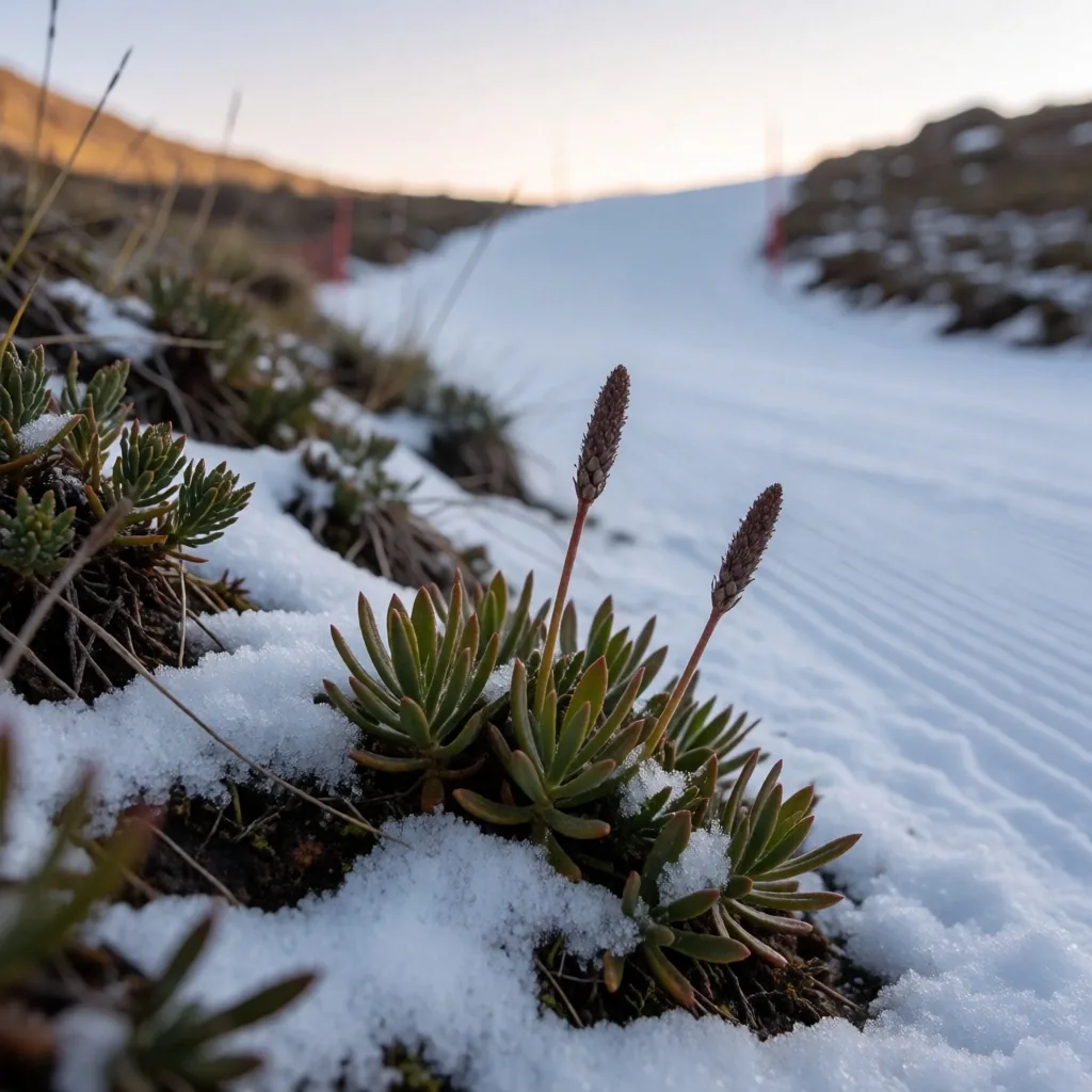 Flora autóctona en el borde de una pista de esquí